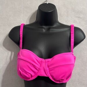 Women's fucsia shirred Underwire bikini Top wild fable NWT size Medium pink